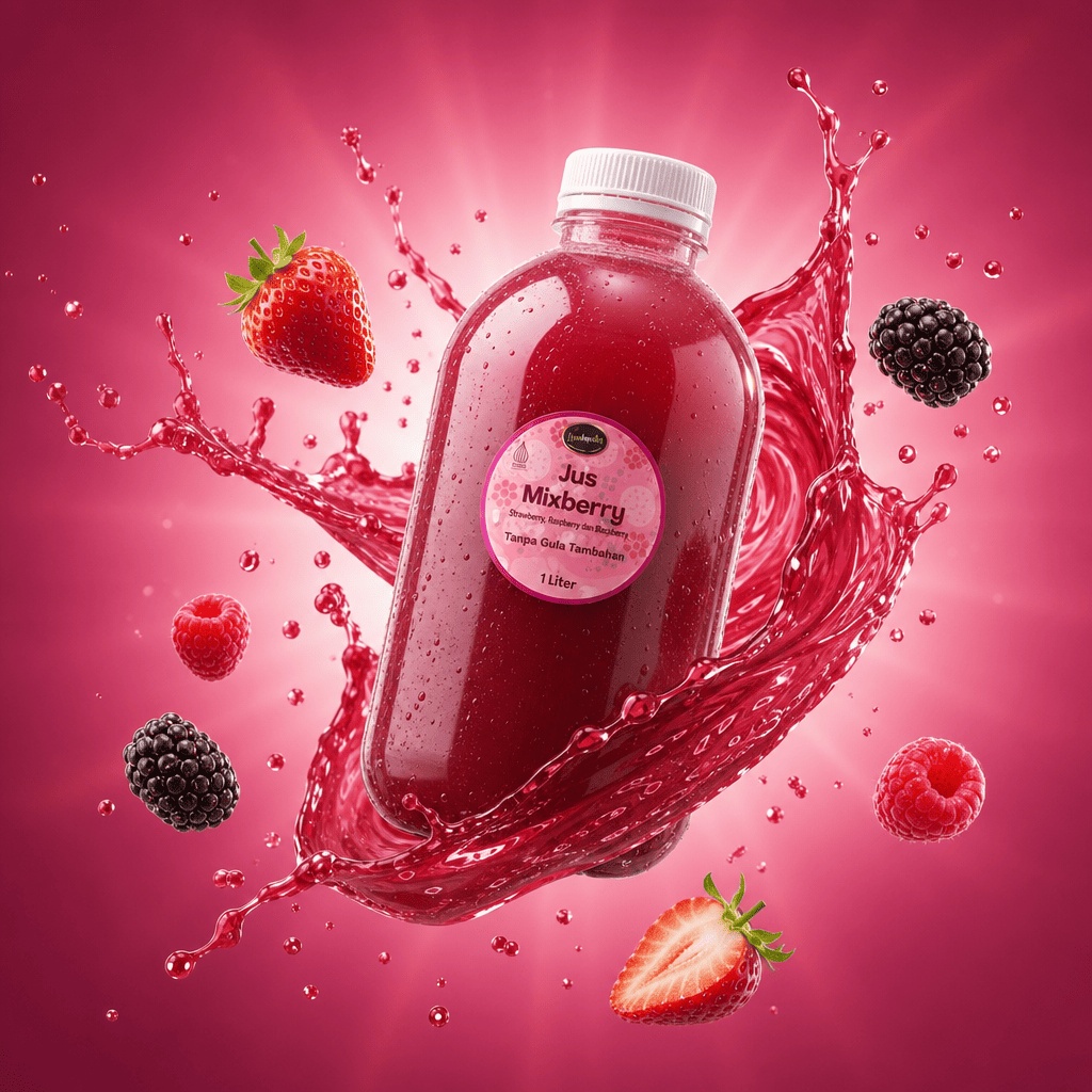 Jus Mixberry 1 Liter — Strawberry, Blackberry & Raspberry, Tanpa Gula Tambahan