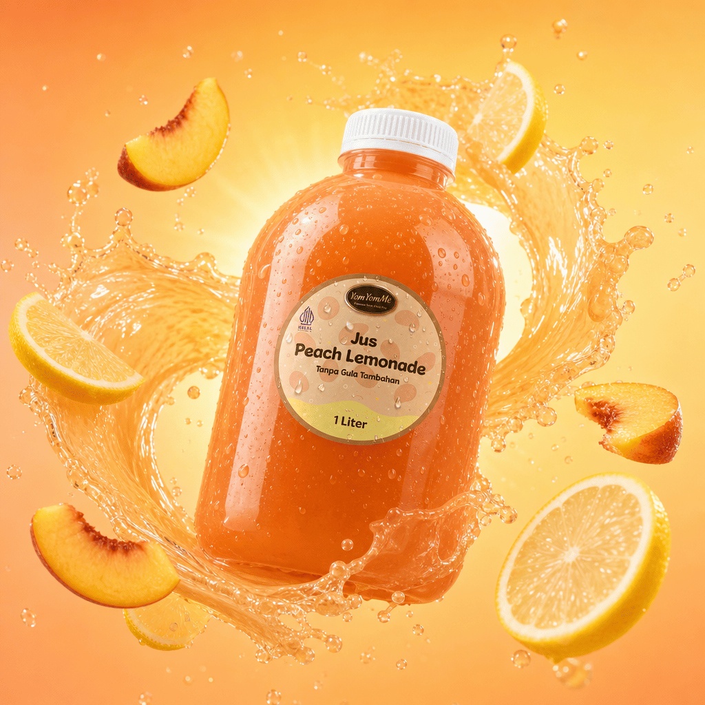 Jus Peach Lemonade 1 Liter — Tanpa Gula Tambahan