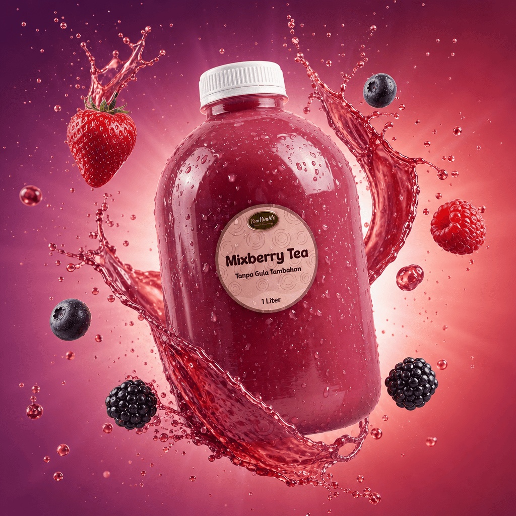 Mixberry Tea 1 Liter — Strawberry, Blackberry & Raspberry, Tanpa Gula Tambahan