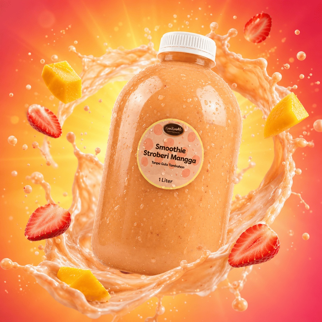 Smoothie Mangga Strawberry 1 Liter — Tanpa Gula Tambahan
