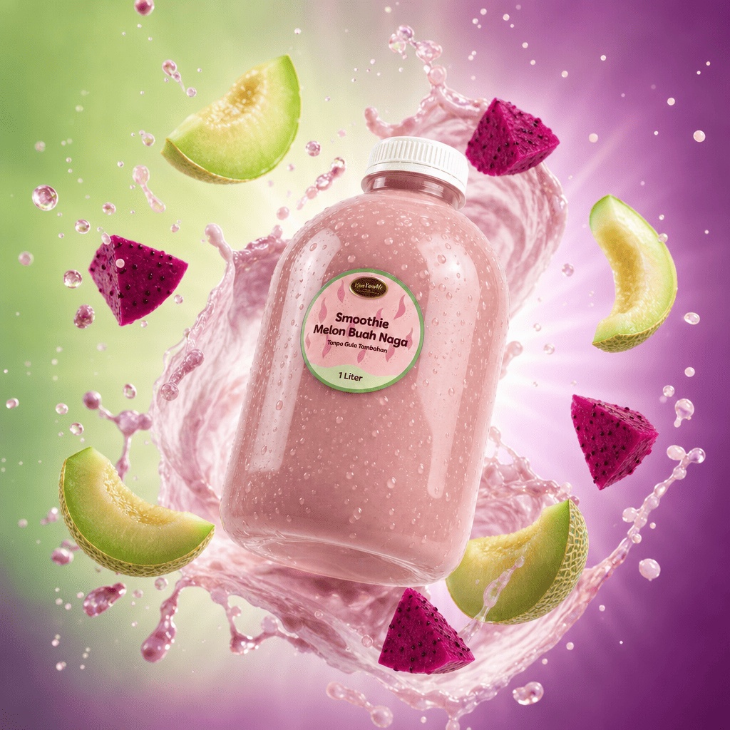 Smoothie Melon Buah Naga 1 Liter — Tanpa Gula Tambahan