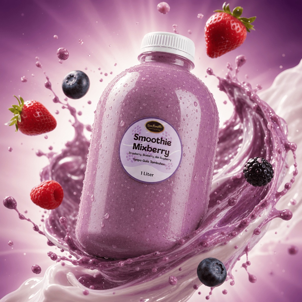 Smoothie Mixberry 1L — Strawberry, Blueberry & Raspberry, Tanpa Gula Tambahan