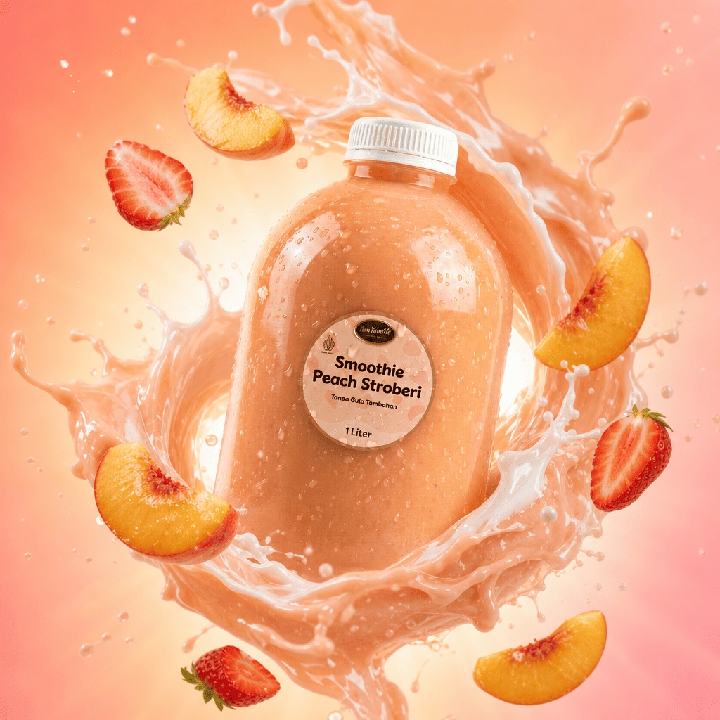 Smoothie Peach Stroberi 1 Liter — Tanpa Gula Tambahan