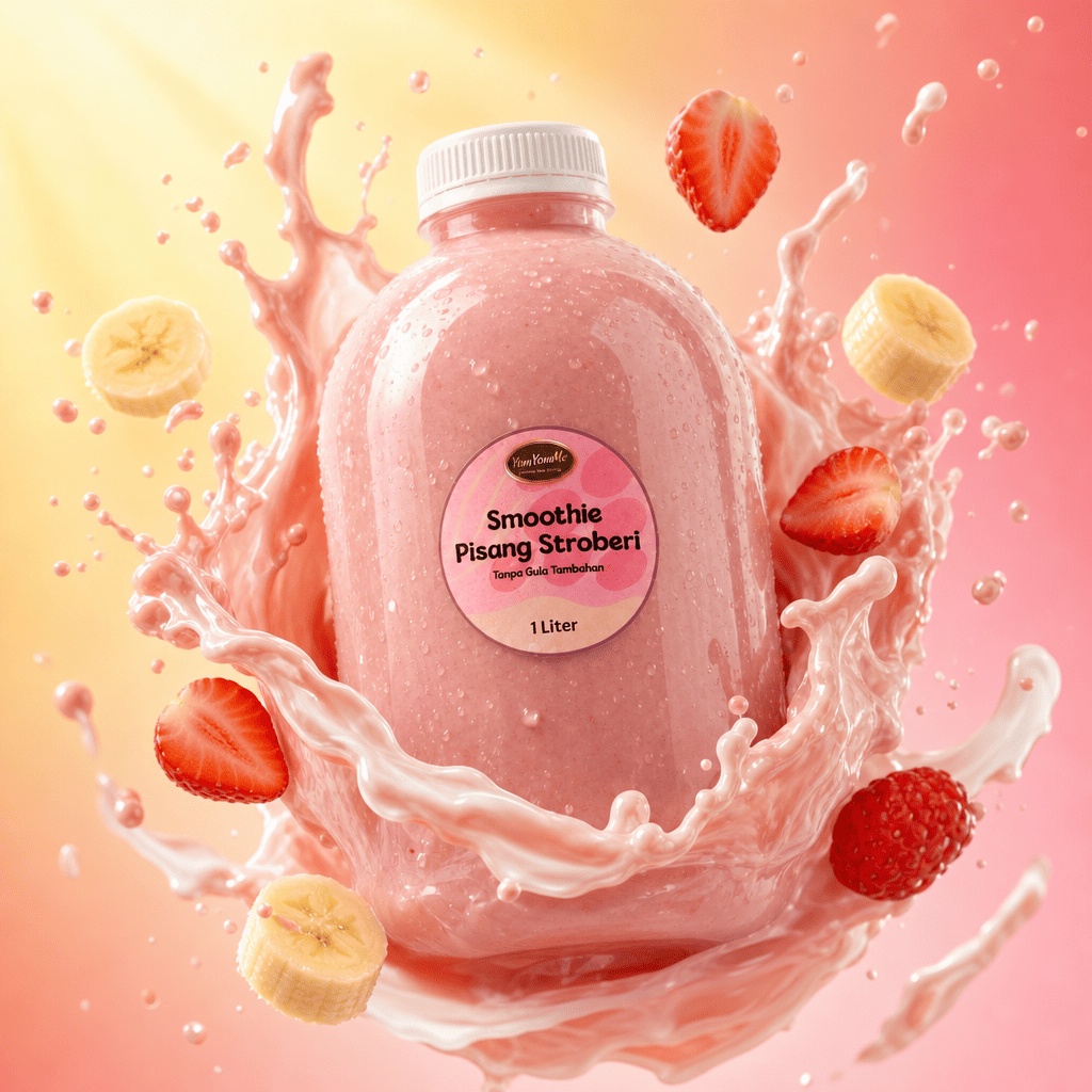 Smoothie Pisang Stroberi 1 Liter — Tanpa Gula Tambahan