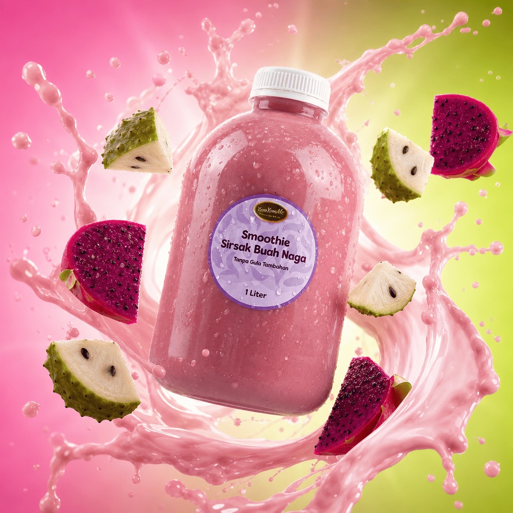 Smoothie Sirsak Buah Naga 1 Liter — Tanpa Gula Tambahan