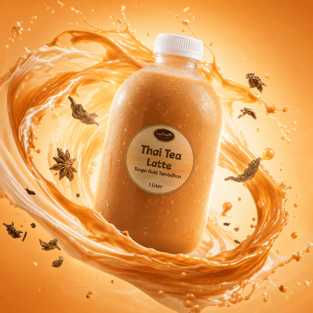 Authentic Thai Tea Latte 1 Liter — Tanpa Gula Tambahan