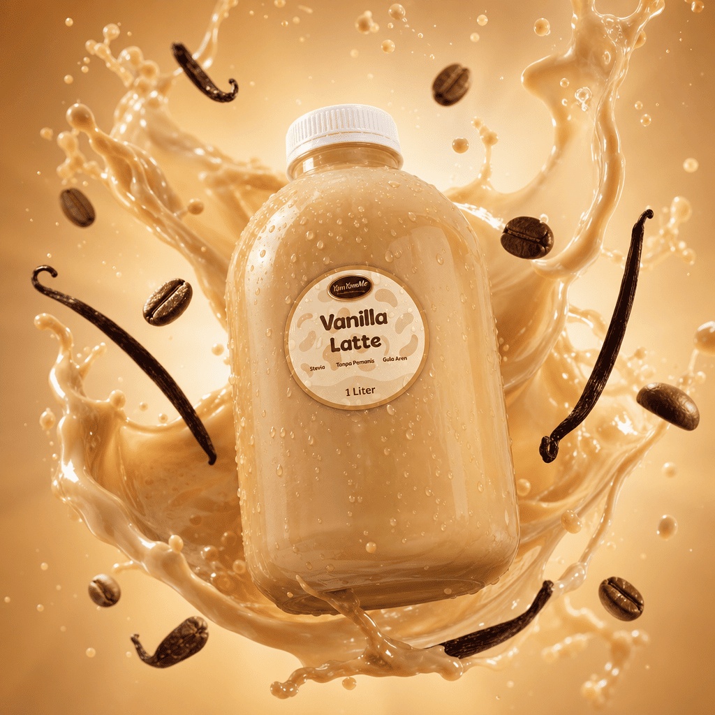 Vanilla Coffee Latte 1 Liter — Tanpa Gula, Stevia, & Gula Aren
