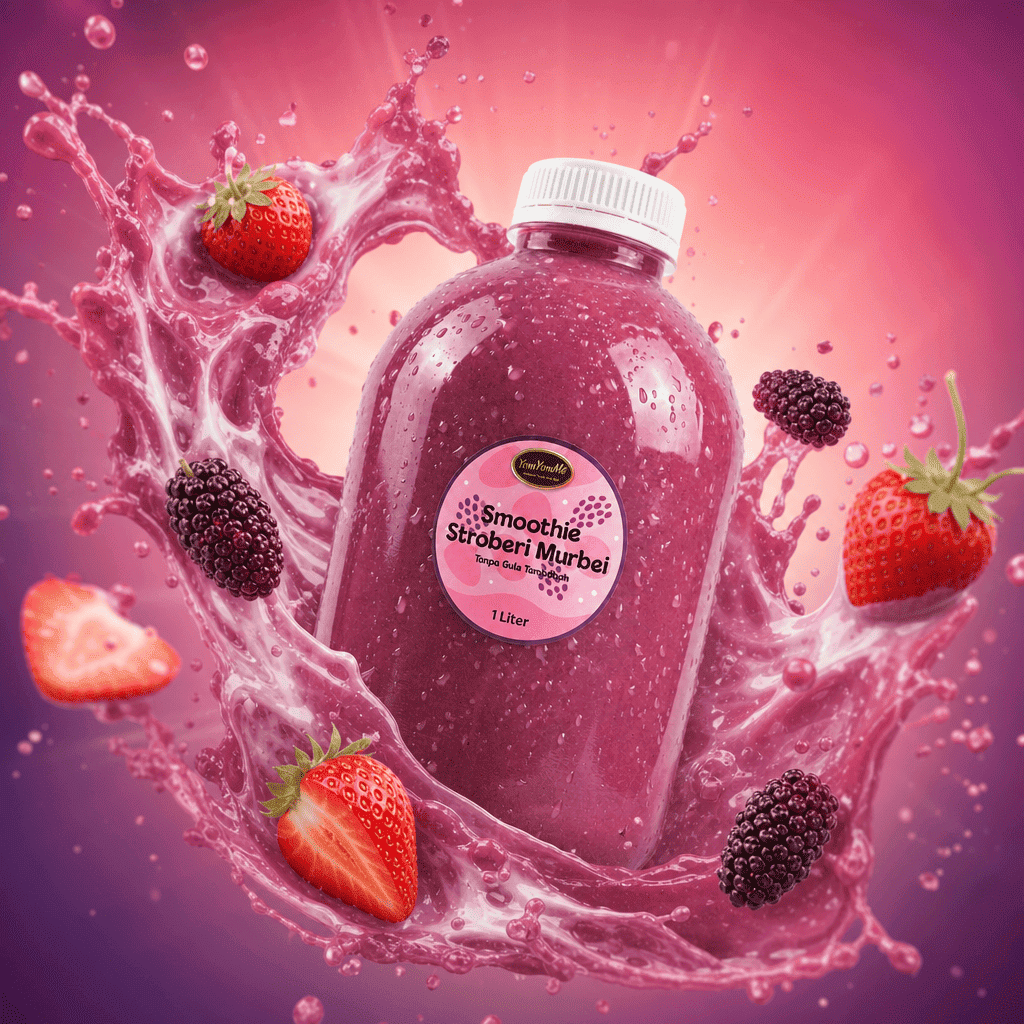 Smoothie Stroberi Murbei 1 Liter — Tanpa Gula Tambahan