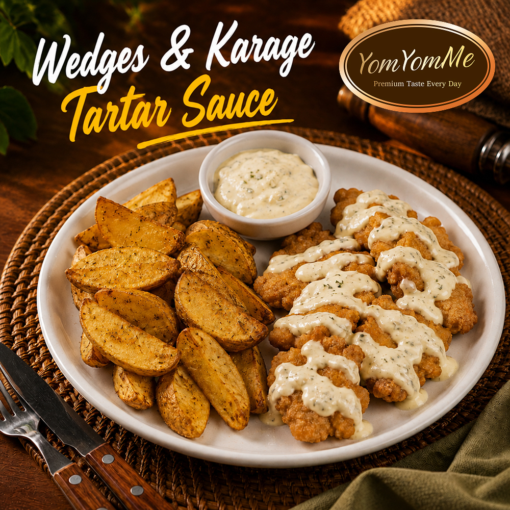 Wedges & Chicken Karage — Tartar Sauce