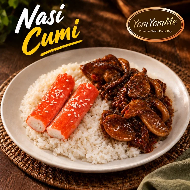 Nasi Cumi — 2pcs Crab Stick + Saus Tiram / Padang